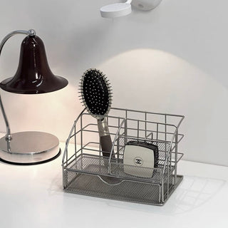 Steel Mesh Drawer Cosmetic Storage Multi-Rack Silver