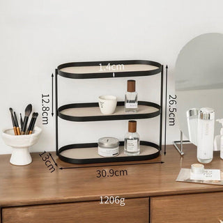 Iron Leather Oval Three-Tier Tray  Storage Rack