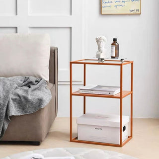 Iron Glass Storage Side Table