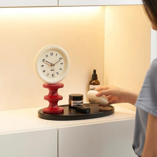 Round Clock with Tray   Table Clock Decorative Object