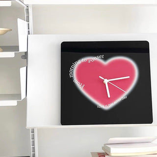 Heart Design Square Acrylic Clock Wall Clock