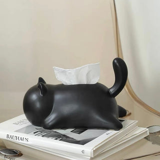 Lying Down Cat Ceramic Tissue Case  Cat Tissue Box