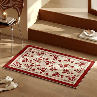Red floral pattern entrance mat 50x80 mud-removing mat