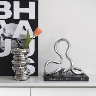 Metallic Silver Wavy Object Ornament