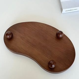 Acacia Wood Legged Curved Tray Small Item Container Accessory Tray Wave Design
