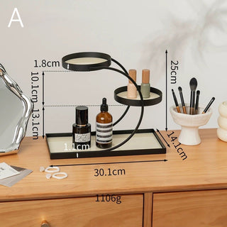 Black Frame Curved Storage Three-Tier Tray Rack