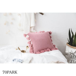 Tassel Pom-Pom Knit Cushion Cover