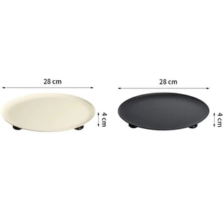 Legged Monotone Large Iron Round Tray  Cosmetic Storage