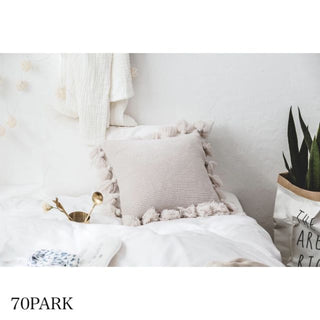 Tassel Pom-Pom Knit Cushion Cover