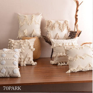 Tassel-attached Bohemian Style Cushion Cover  6 Types