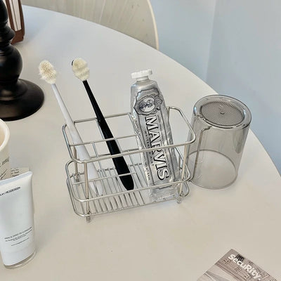 Stainless Steel Silver Multi-Stand Storage with Cup Holder