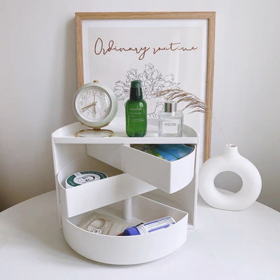 Semicircular degree sliding cosmetic boxin  storage.