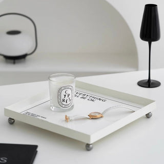 Legged Monotone Square Iron Storage Tray