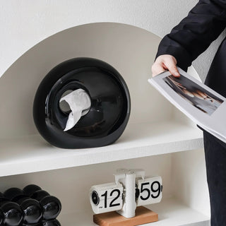 Modern Design Round Ceramic Tissue Case