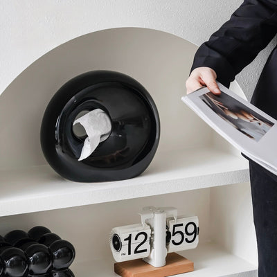 Modern Design Round Ceramic Tissue Case