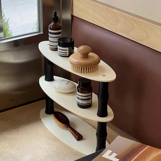 Monochrome Three-tiered storage wood display rack