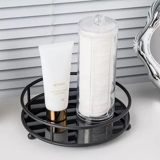 Black Iron Acrylic Round Tray Perfume Storage Cosmetic Storage Mirror Finish