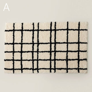 Monochrome Grid Door Mat Entrance Mat  50x80cm Absorbent Non-Slip Tufted