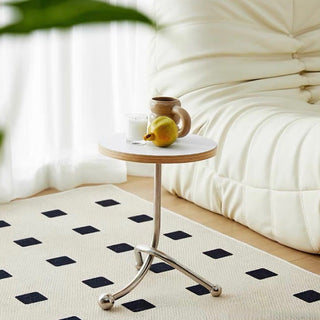 Stainless steel twisted leg round mini side table