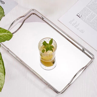 Stainless steel frame mirror tray silver for holding small items