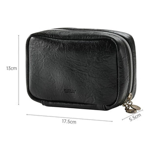 Simple Leather Rectangular Cosmetic Storage Pouch Waterproof Silver Small