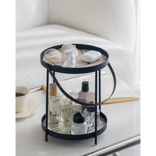 Two-tier round display rackin  storage