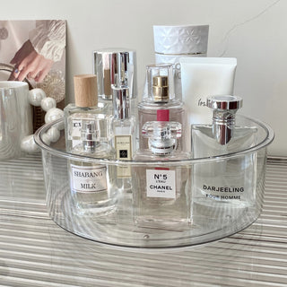 Clear Deep Round 360 Degree Rotating Cosmetic Storage Tray
