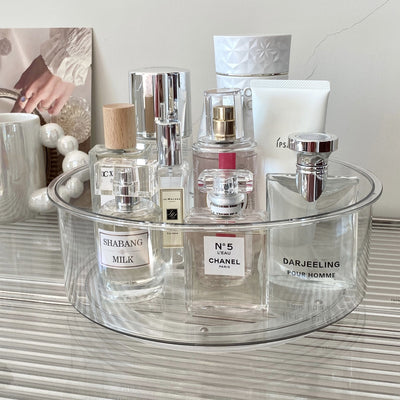 Clear Deep Round 360 Degree Rotating Cosmetic Storage Tray
