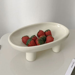 Footed Ceramic Oval Tray Plate