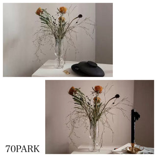 Striped Clear Glass Flower Vase