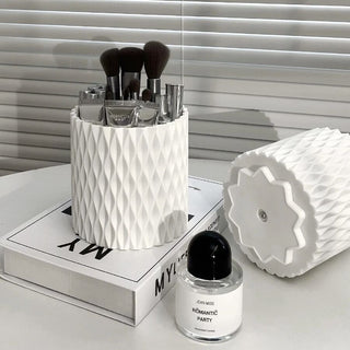 White Color 360 Degree Rotating Brush Stand Pen Holder