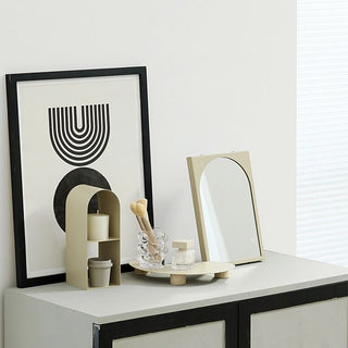 Arched Iron Tabletop Wall Mounted Mirror