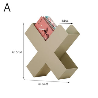 X-shaped Iron Magazine Rack Storage Book Stand