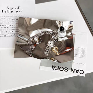 Stainless steel mirror silver tray accessory storage
