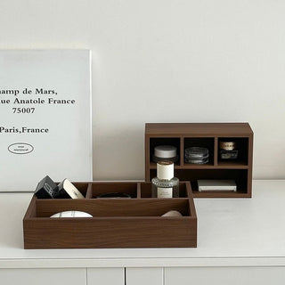 Thin Wood Divider Shallow Storage Box Cosmetics Small Item Tray