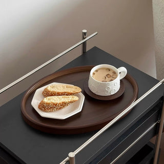 Oval-shaped simple retro wood trayin 2 sizes for storage small item holder perfume storage.