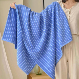 Simple Pin Stripe Color Bath Towel     100% Combed Cotton  Absorbent  Large Size Towel Blanket