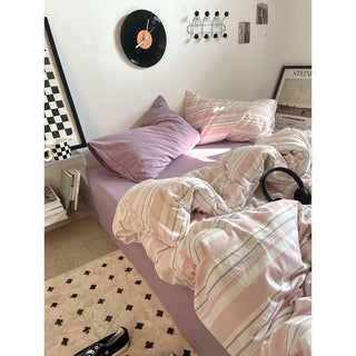 Multi-stripe cotton duvet cover setin  and 2 sizes.