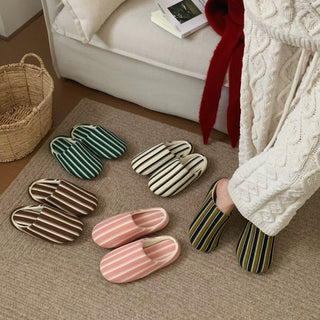 Retro Stripe Soft Room Shoes   Indoor Slippers  Unisex