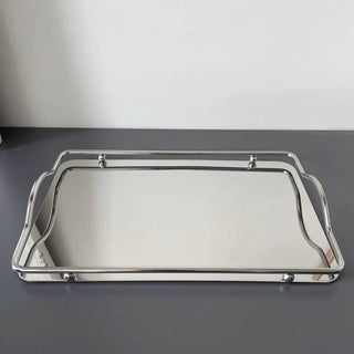 Stainless steel frame mirror tray silver for holding small items