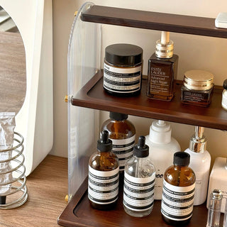 Bamboo Clear Two-Tier Storage Display Rack Cosmetic Storage Perfume Storage
