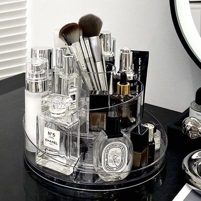 360 Degree Rotating Clear Round Cosmetic Storage Tray