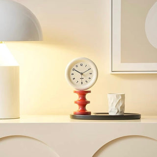 Round Clock with Tray   Table Clock Decorative Object