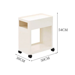 Caster-equipped 30cm wide iron storage wagonin  side table