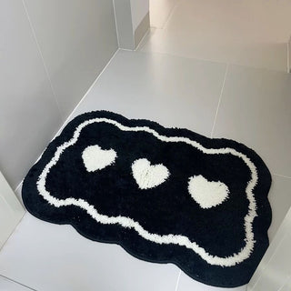 Monochrome heart pattern wavy door mat 50x80cm
