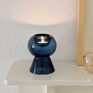 2way Blue Glass Candle Holder Vase