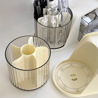 360 Degree Rotating Brush Stand with Cosmetic Storage Rack
