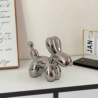 piece set: Balloon dog motif ornament silver.