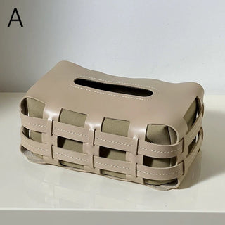 Open Braided Faux Leather Tissue Case