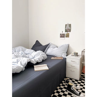Blue Two-Tone Solid Color Duvet Cover Set